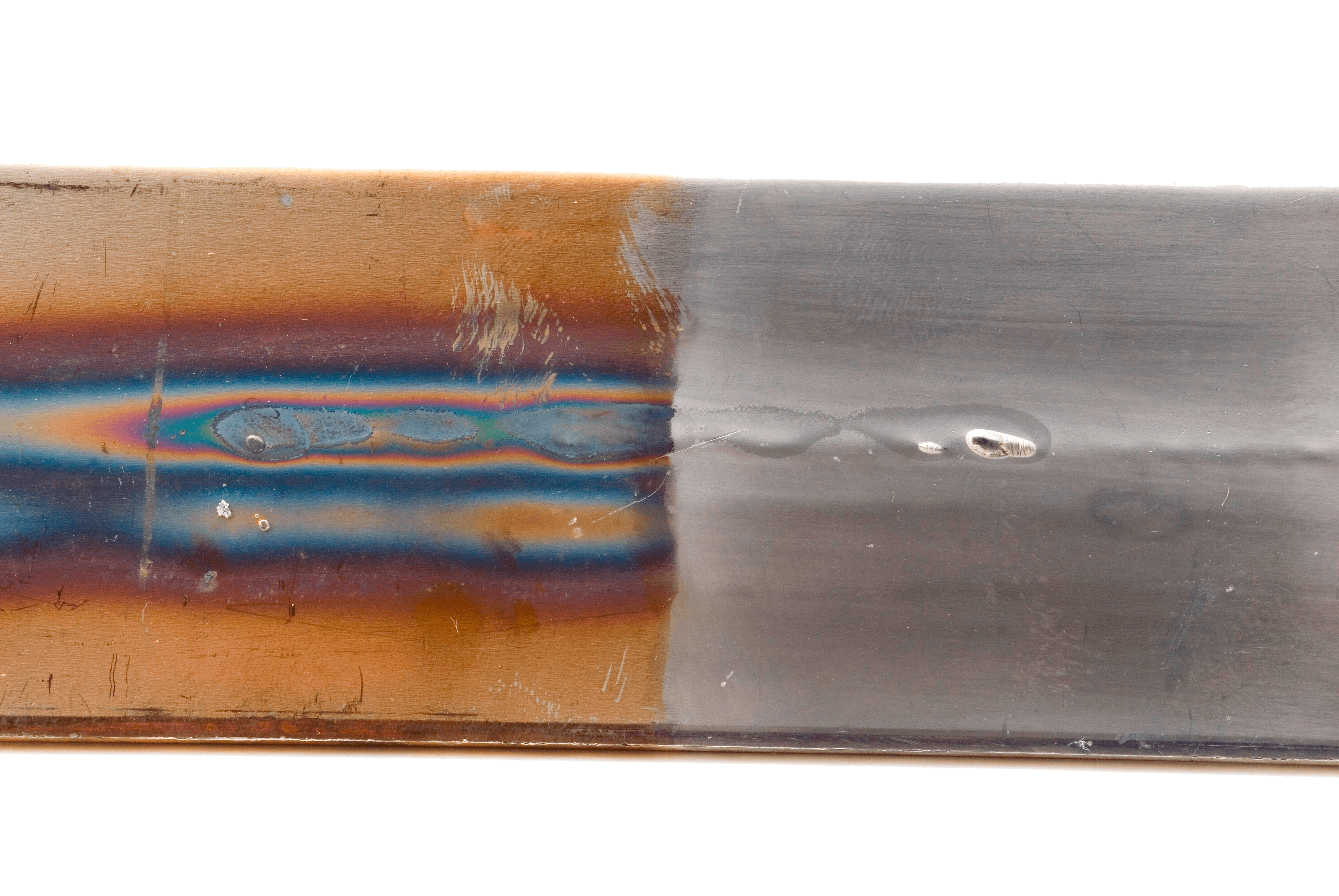 Stainless steel before and after treatment